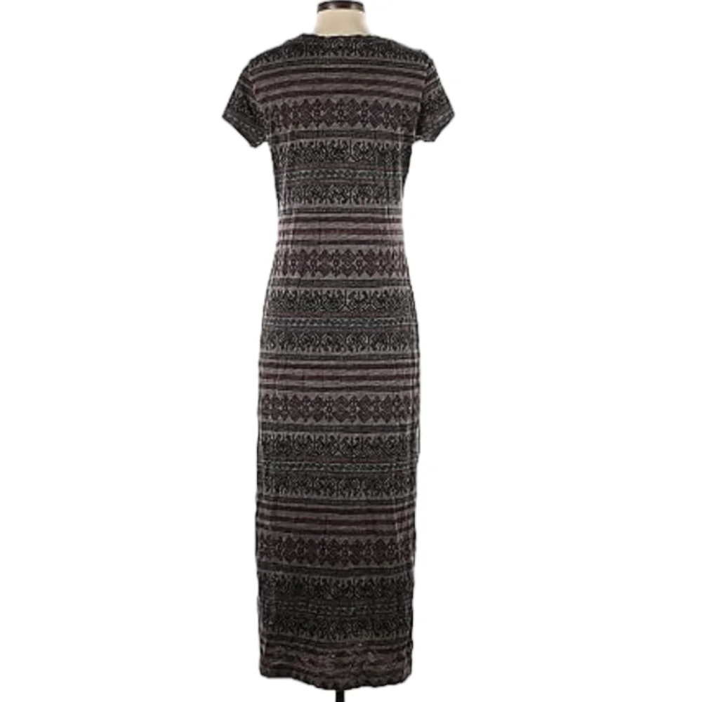Peruvian Connection Womens Cotton Jersey Midi  Tribal Stripe Dress Large - Picture 3 of 13